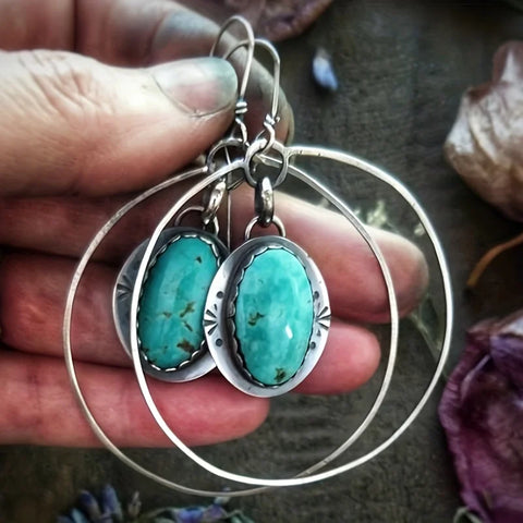 Vintage Boho Turquoise Drop Earrings