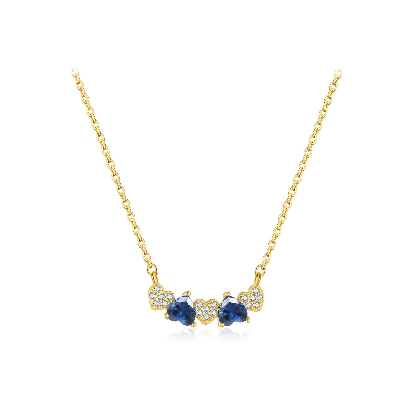 ANDYWEN 925 Sterling Silver Sweet Romantic Multi Heart Necklace Blue Sapphire & CZ Zirconia Dainty Dating Luxury Women Jewelry
