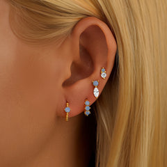 CANNER 1 Set Blue Opal Horse Eye Zircon Stud Earrings For Women 925 Sterling Silver Minimalism Ins Hoop Earrings Fine Jewelry