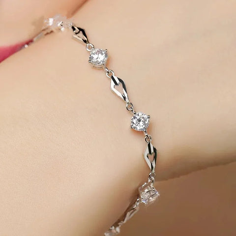 925 Sterling Silver Amethyst Charm Bracelet