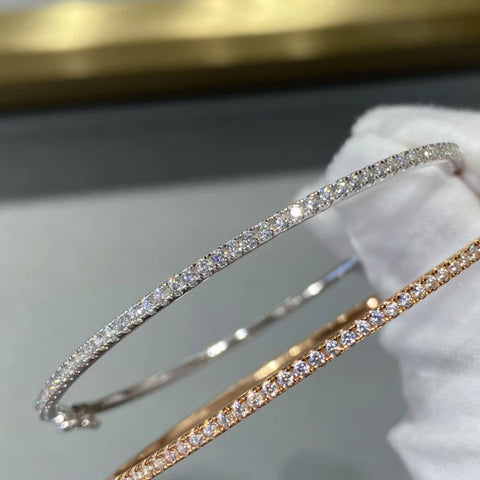 925 Sterling Silver Gold Bangle with Zircon