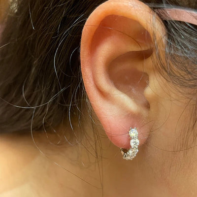 5 Stone Diamond Pavé Huggie Hoop Earrings