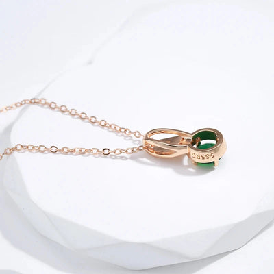 May Birthdays Kinel Hot Round Emerald Pendant Necklace