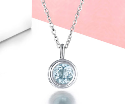Natural Aquamarine Solid Sterling Silver Pendant