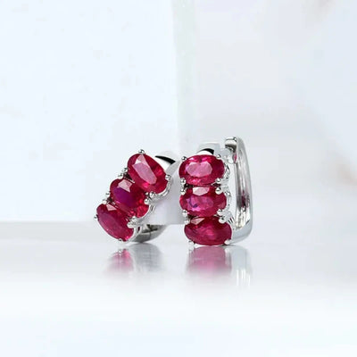 Minimalist Ruby Hoop Earrings