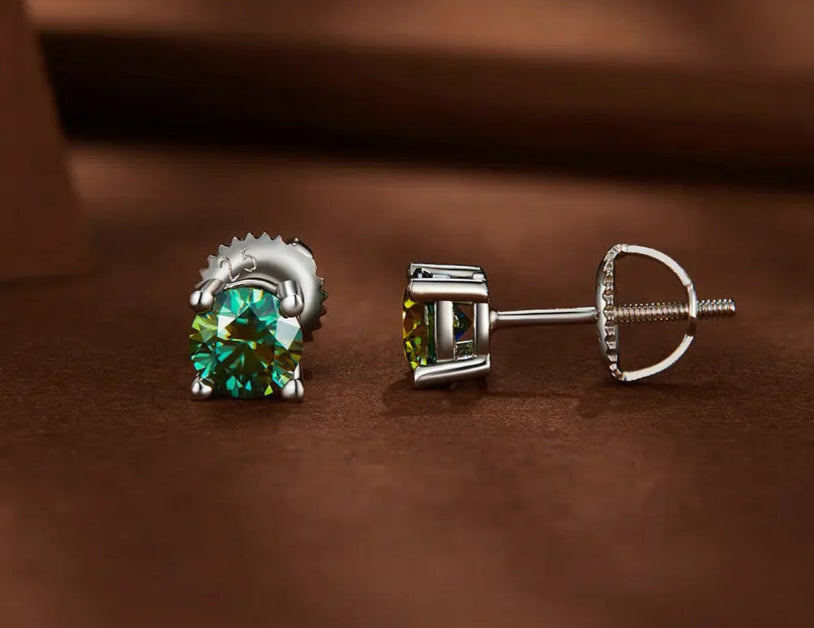 4 Prong Diamond Birthstone Stud Earrings for Aries