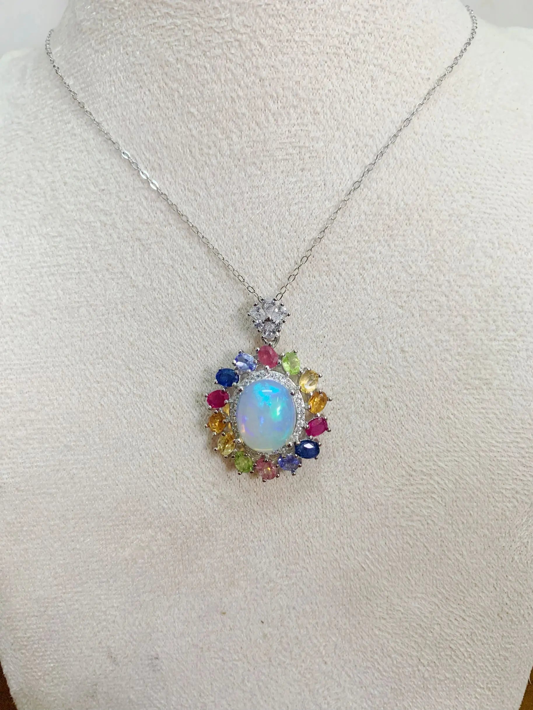 ZECAA 925 White Opal Fine Jewelry Pendant With Natural White Opal Gemstone 10*12mm Lady S925 Silver White Opal Pendant For Girl