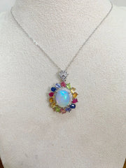 ZECAA 925 White Opal Fine Jewelry Pendant With Natural White Opal Gemstone 10*12mm Lady S925 Silver White Opal Pendant For Girl