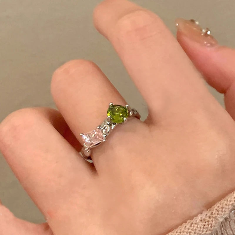 PANJBJ 925 Sterling Silve Moonstone Irregular Ring for Women Party Gift Adjustabler Personality Korean Dropshipping
