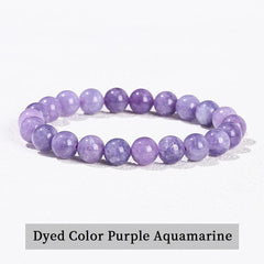 Simple Trendy Natural Stone Bead Bracelets for Women Amethyst Turquoise Crystal Bead Elastic Bracelets Yoga Healing Wrist Gifts