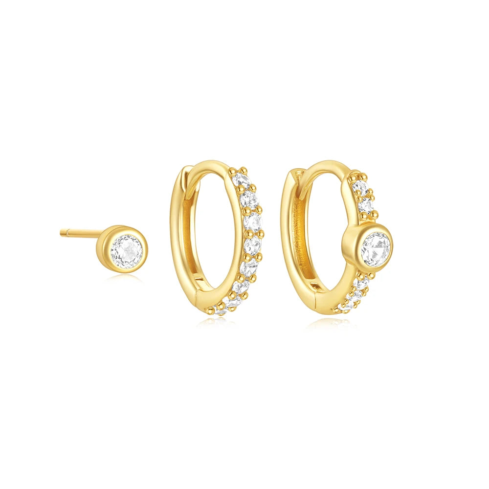 CANNER 1 Set Blue Opal Horse Eye Zircon Stud Earrings For Women 925 Sterling Silver Minimalism Ins Hoop Earrings Fine Jewelry