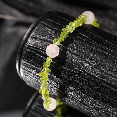 Natural Peridot Olivine Chip Stone Chain Bracelet Women Fashion Gemstone Classic Adjustable Reiki Healing Bracelets Friendship