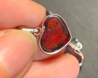 Mini Heart: Bezel Set Garnet Birthstone Pendant