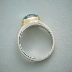 European and American new fashionable green moonstone inlaid with personalized simple women's ring