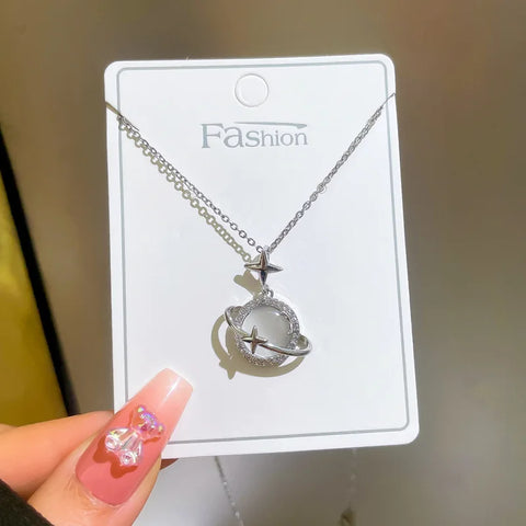 Gold Color Saturn Planet Necklace