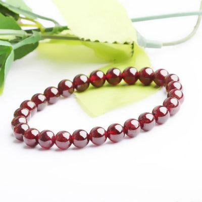 Natural Garnet Gemstone Beaded Bracelet