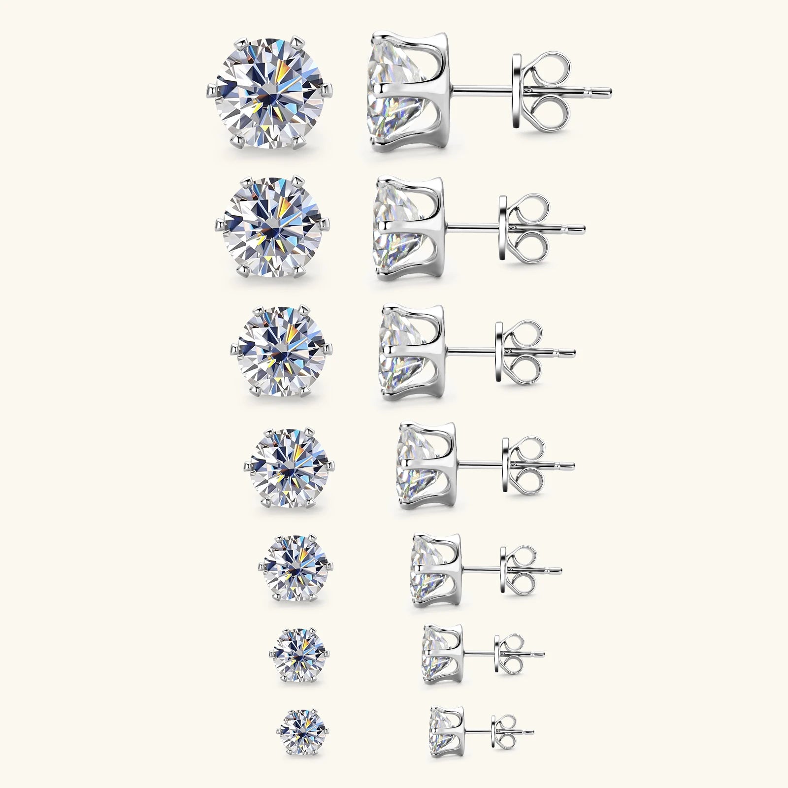 0.1-3ct Moissanite Diamond Stud Earrings for Women Men 925 Silver Original Certified Plated 18k Gold Earring Wedding  Jewelry