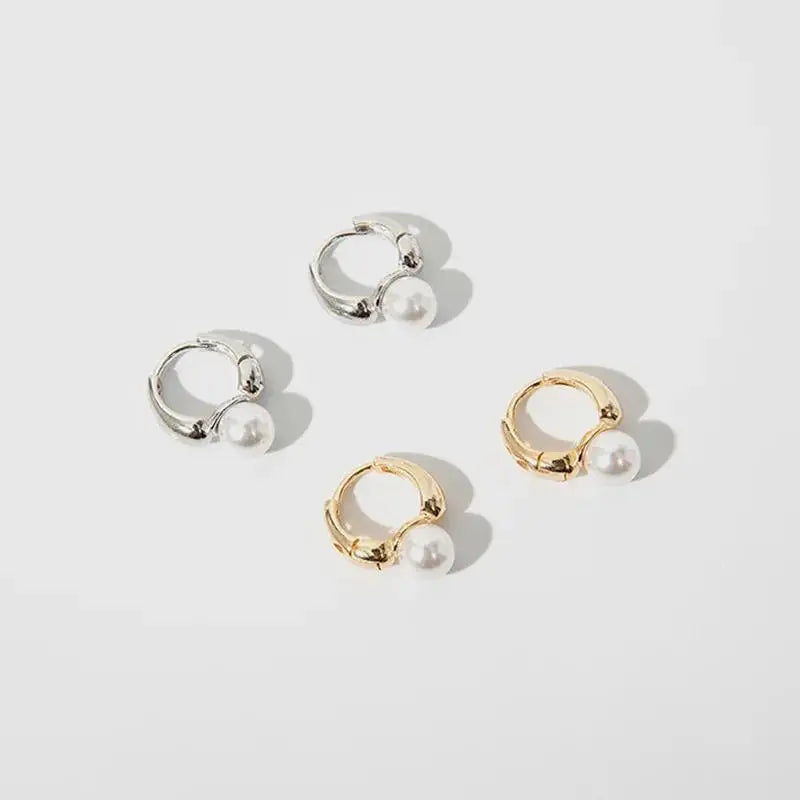 Simple Cute Pearl Hoop Earrings