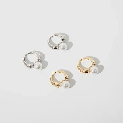 Simple Cute Pearl Hoop Earrings