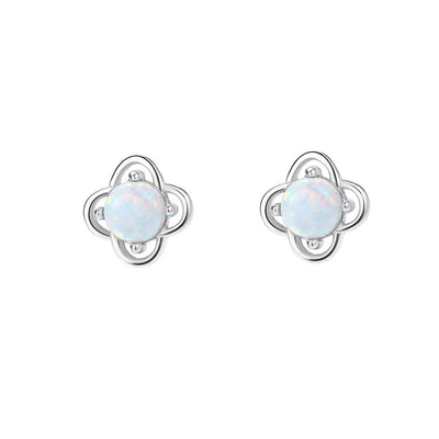 INZATT Real 925 Sterling Silver Opal Flower Mini Stud Earrings For Women Party OL Fine Jewelry Exquisite Accessories Gift
