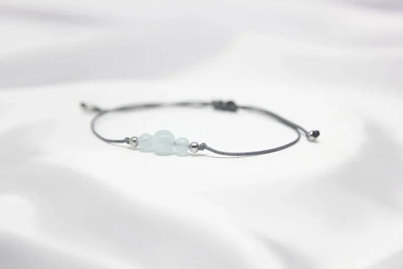 Aquamarine March Birthstone Crystal Women's Bohemian Blue Stone Bracelet