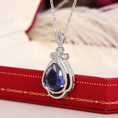 Flower 925 Sterling Silver Chocker Necklace Lab Sapphire Wedding Pendants Necklace For Women Bridal Promise Party Jewelry Gift