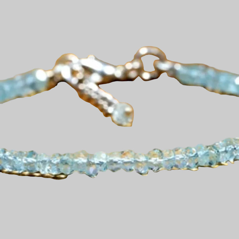 Aquamarine Bracelet - March Birthstone - Gem Vintage Aquamarine hand-beaded bracelet