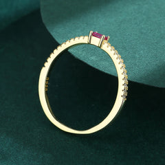 2022 NEW Exquisite 18K Gold Ruby Pink Ring For Women Single Row Diamond Crystal Genuine S925 Silver Anniversary Gift Jewelry