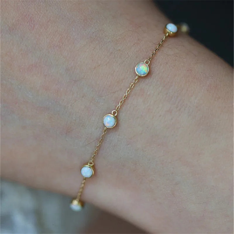 925 Sterling Silver Temperament Imitation Opal Bracelets for Women  Birthday Party Gift Fine Jewelry