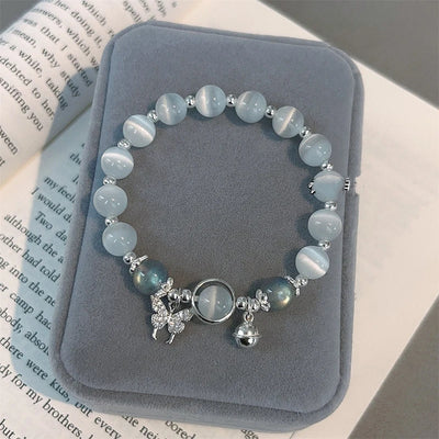 Jewelry Women's New Moonlight Crystal Bracelet Opal Aquamarine Light Luxury Leaf Elastic Bracelet