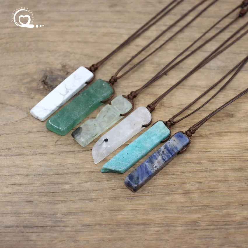 Healing Crystal Natural Stone Slice Pendant Necklace