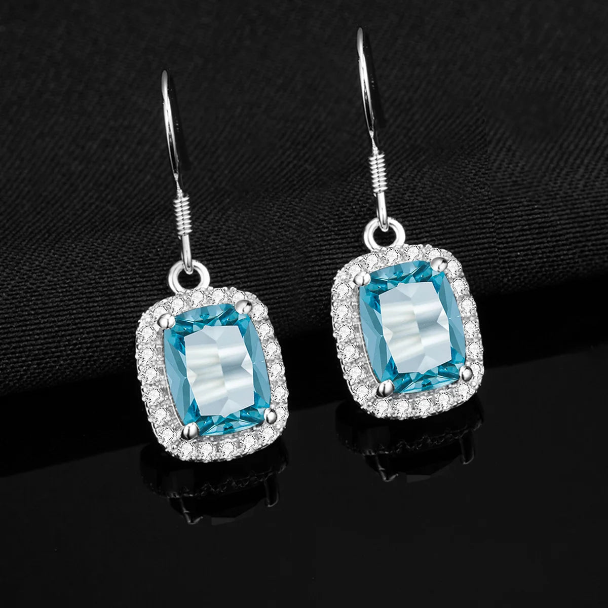 Vintage Aquamarine Earrings 925 Sterling Silver Gemstone Earring for Woman Designer Fine Jewelry Party Mother's Day Gift