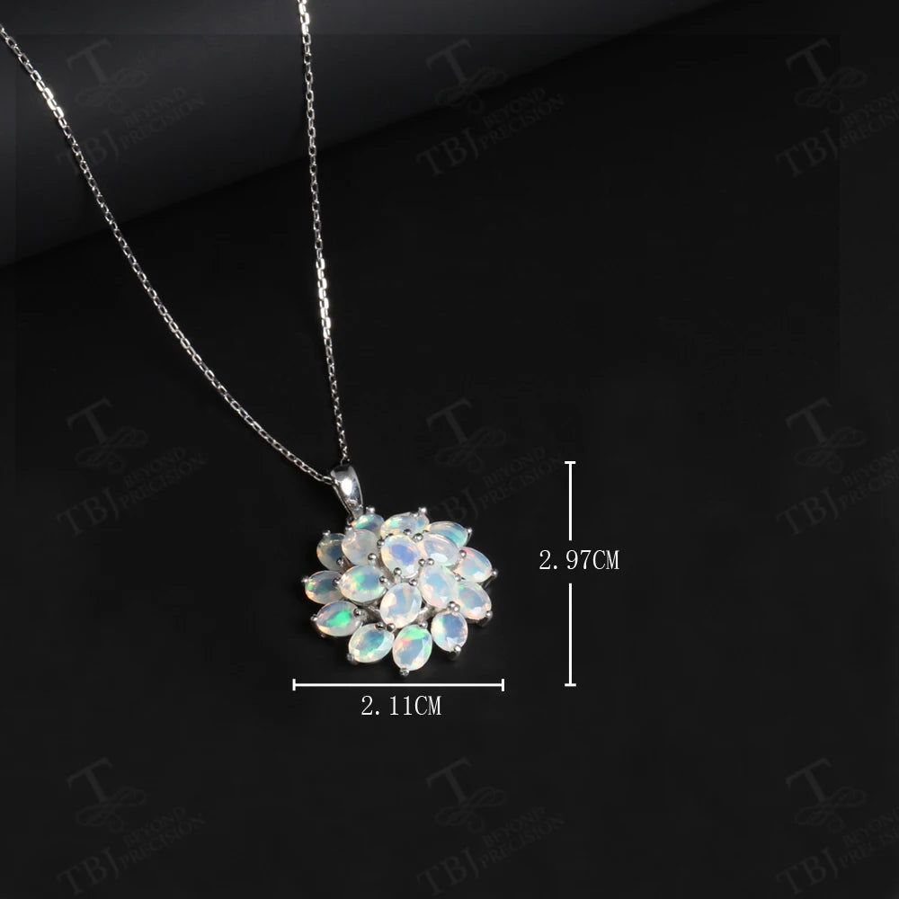 Luxury 4.2ct opal pendant 45cm necklace Pure 925 Silver natural ethiopia gemstones fine jewelry for women anniversary party gift