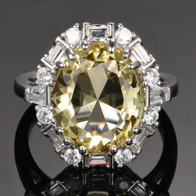 925 Sterling Silver Citrine Gemstone Ring