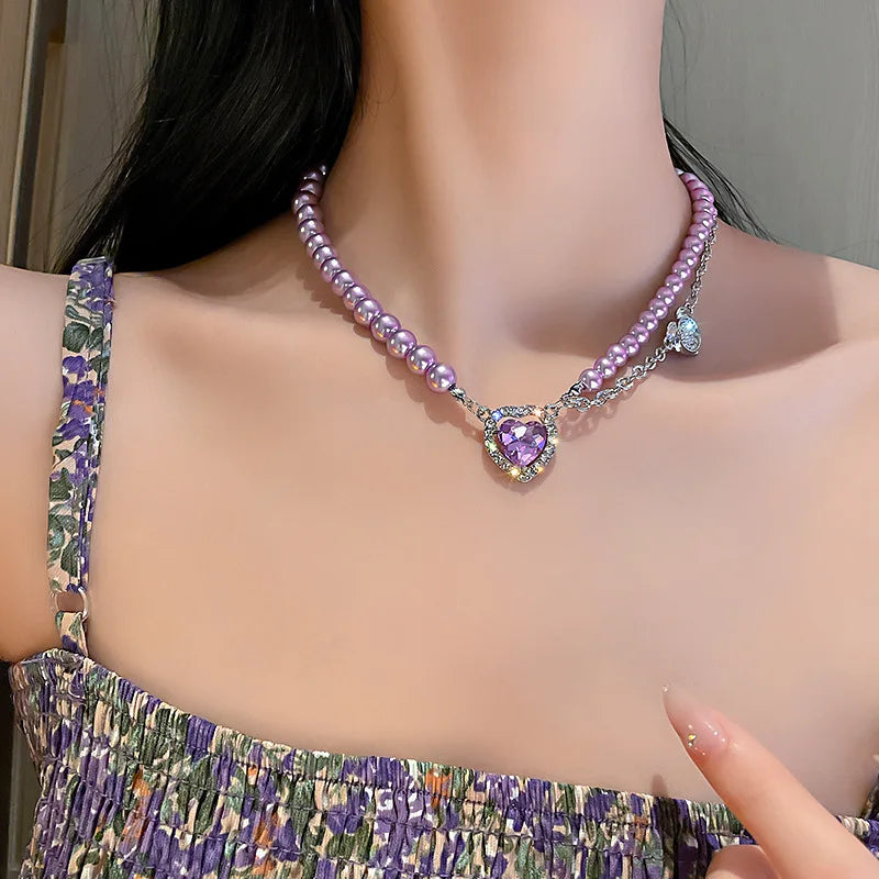 Simple Stacked Retro Imitation Emerald Green Pearl Multi-layer Necklace For Women Fashionable Jewelry Accessories Birthday Gifts