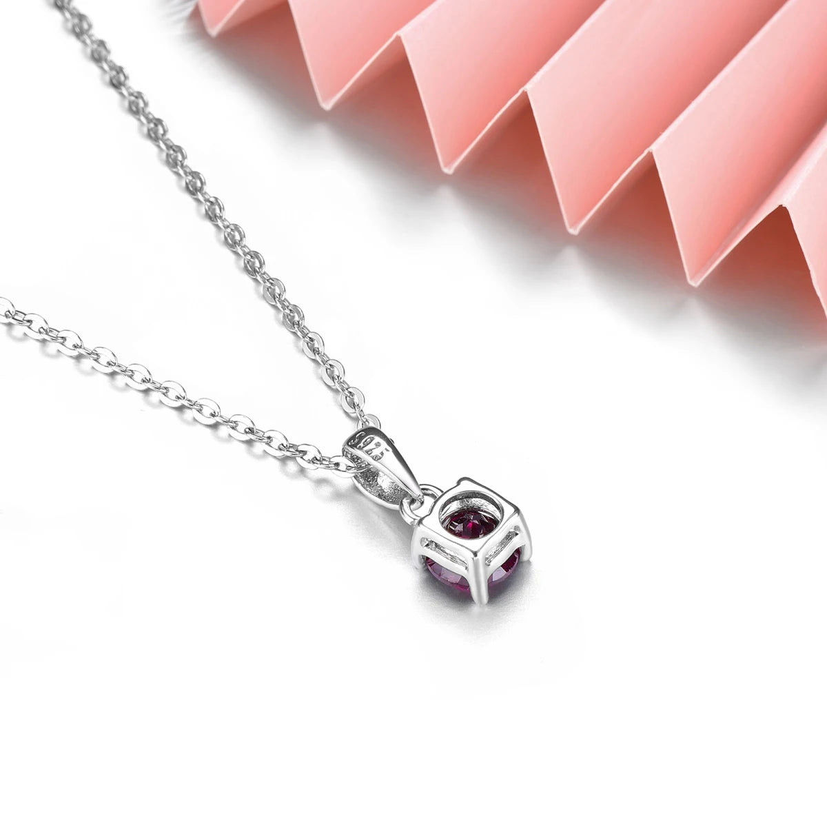 4-Prong Set Garnet Sterling Silver Dangle Pendant