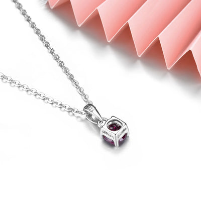 4-Prong Set Garnet Sterling Silver Dangle Pendant