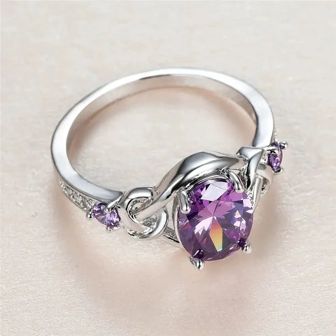 Aesthetic Purple Cubic Zirconia Ring