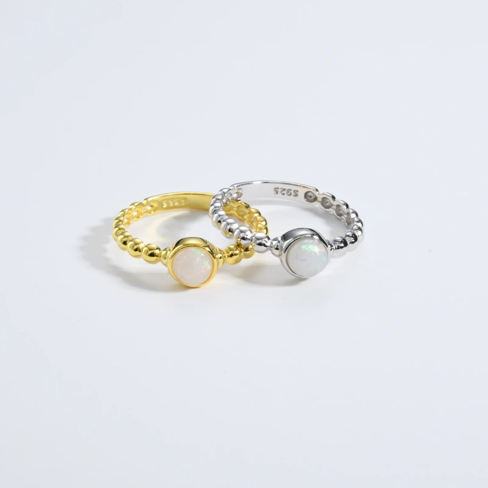 ANDYWEN New 925 Sterling Silver Size 5 to 9 Round Opal Beads Ring Women Luxury Party Fine Jewels Rock Punk Party Jewels