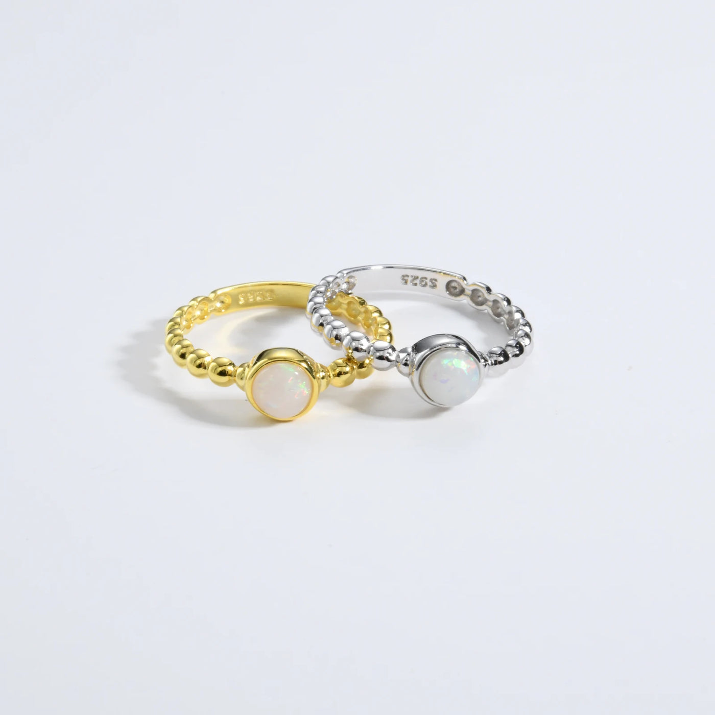 ANDYWEN New 925 Sterling Silver Size 5 to 9 Round Opal Beads Ring Women Luxury Party Fine Jewels Rock Punk Party Jewels