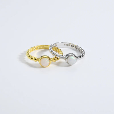 ANDYWEN New 925 Sterling Silver Size 5 to 9 Round Opal Beads Ring Women Luxury Party Fine Jewels Rock Punk Party Jewels