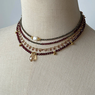 Bohemian Style, Garnet Birthstone Necklace Set