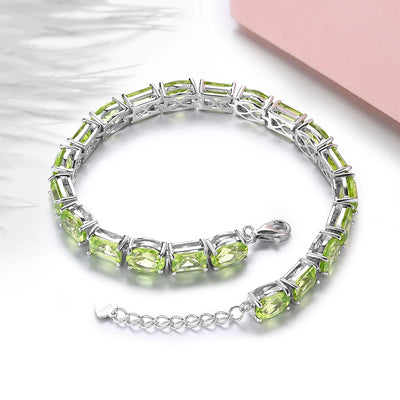 Natural Peridot Sterling Silver Bracelet 25 Carats Genuine Birthstone August Luxury Gorgerous Fine Jewelrys S925 Anniversary