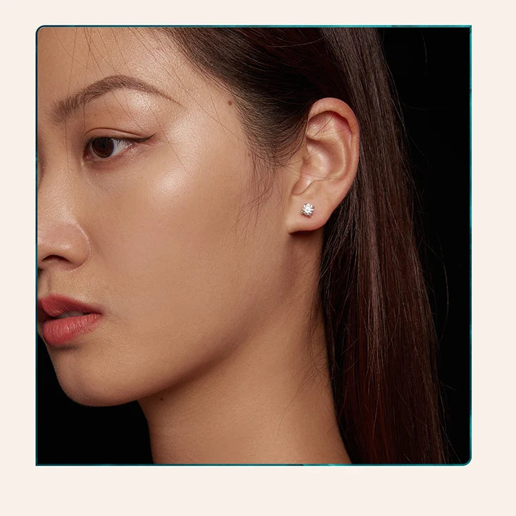 4 Prong Diamond Birthstone Stud Earrings for Aries