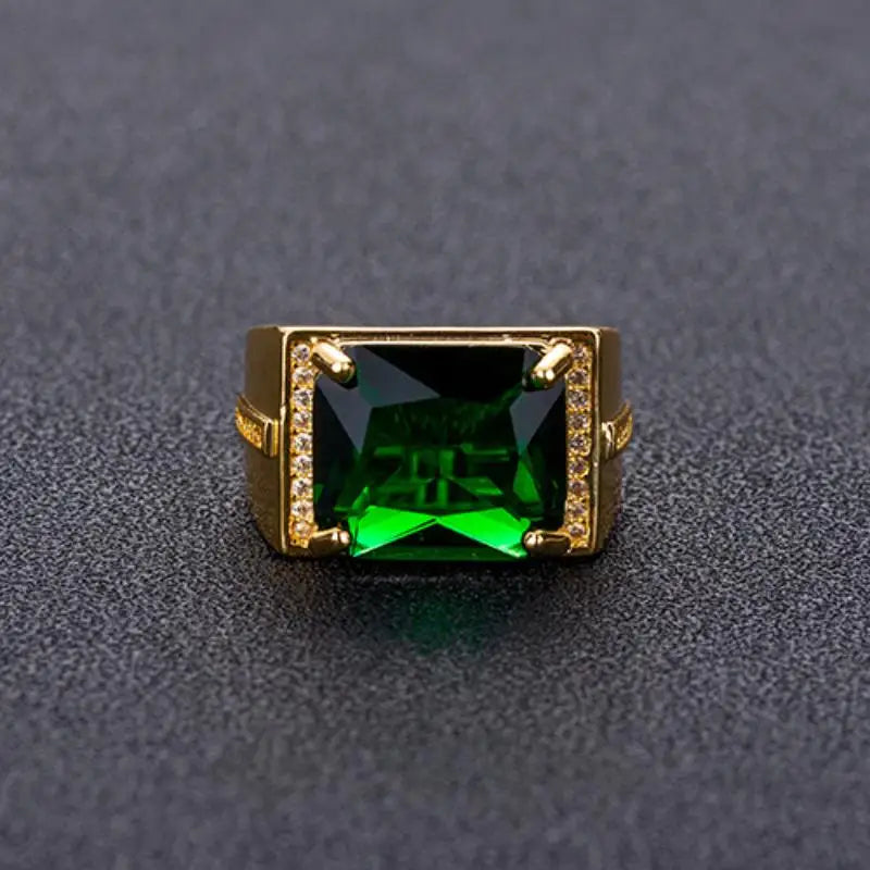 14K Gold Emerald Ring for Men