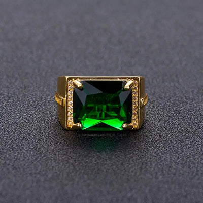 14K Gold Emerald Ring for Men