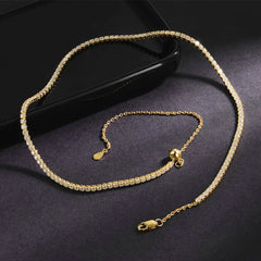 Moissanite Tennis Choker Necklace for Women S925 Silver Plated 18K Gold Adjustable Full Diamond Neck Chain