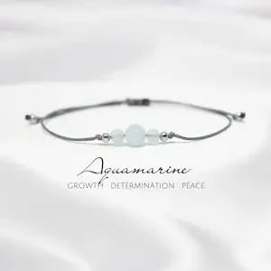 Aquamarine March Birthstone Crystal Women's Bohemian Blue Stone Bracelet