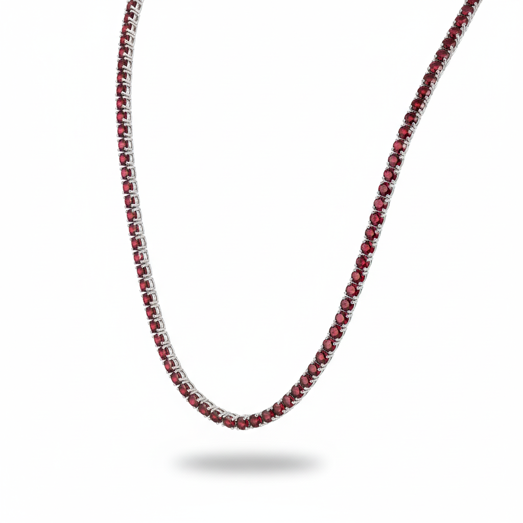 Faceted Garnet Birthstone Chain Necklace for Women