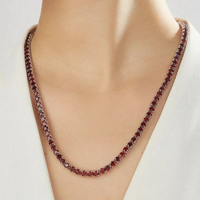Faceted Garnet Birthstone Chain Necklace for Women